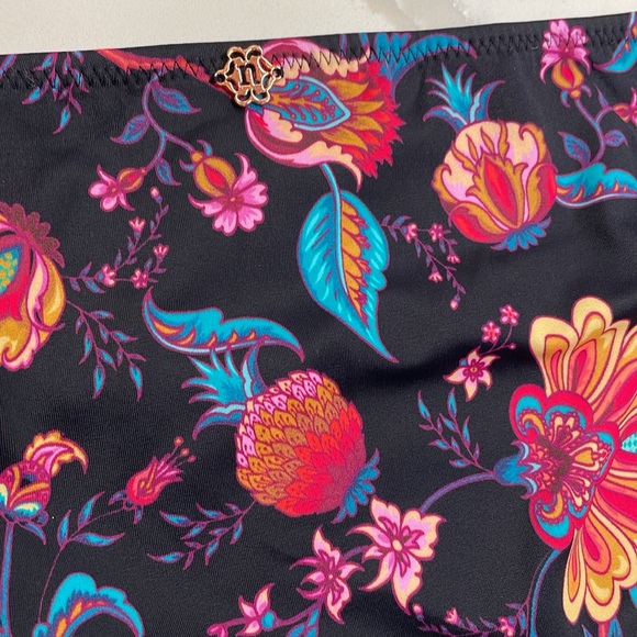 Nanette Lepore swim Bikini Floral print Black Aqua Pink 10 misses - Picture 7 of 12